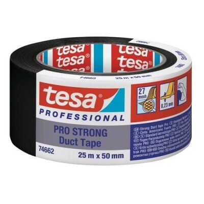 Imagen Cinta Americana Negra Pro Strong Duct Tape 74662 25mx50mm Tesa