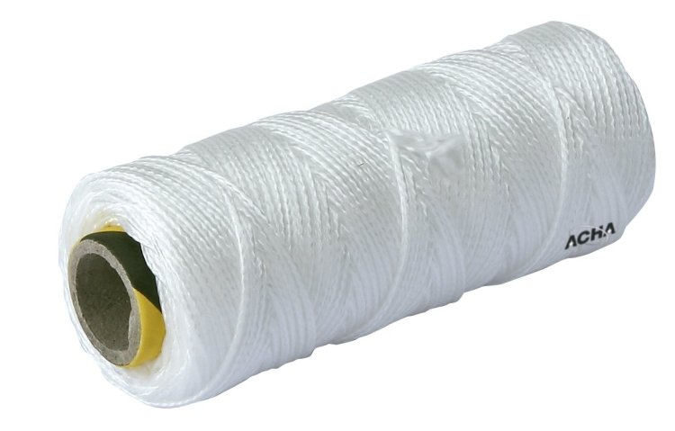 Cuerda atirantar polipropileno (biodegradable). Trenzado blanco 100mX1.5mm