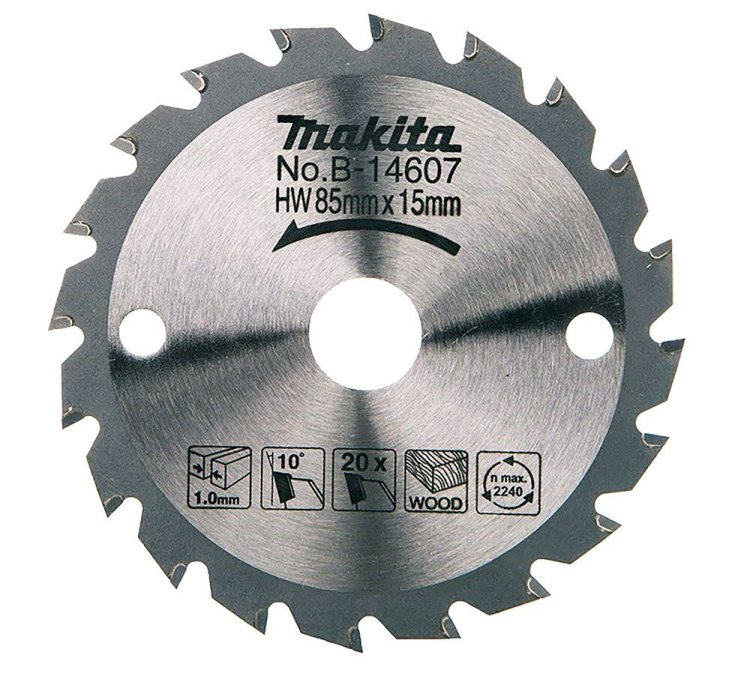 Disco sierra circular , Standard T.C.T, 85 x 15 mm, 20 D B-14607 Makita  Recomendaciones: