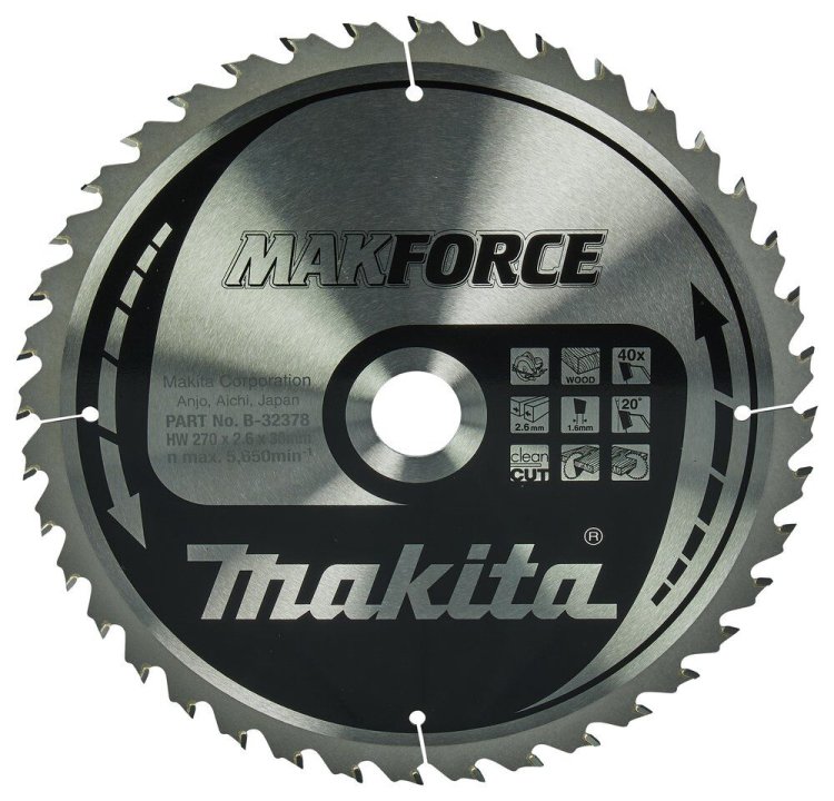 Disco sierra circular , Makparace T.C.T, 270 x 30 mm, 40 DB-32378 Makita